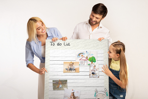 Tableau de liège Carnet coloré avec des lamas et des motifs