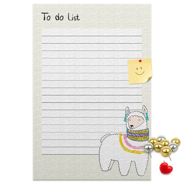 Tableau de liège Carnet coloré avec des lamas et des motifs