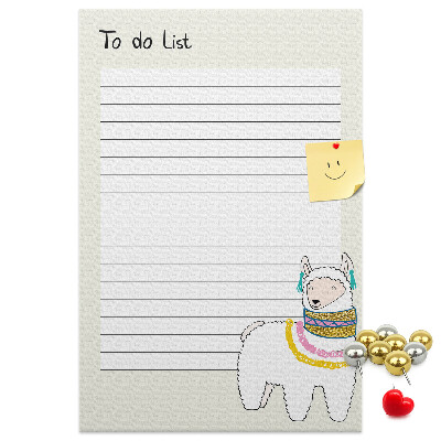 Tableau de liège Carnet coloré avec des lamas et des motifs