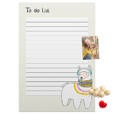 Tableau de liège Carnet coloré avec des lamas et des motifs