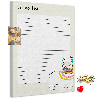 Tableau de liège Carnet coloré avec des lamas et des motifs