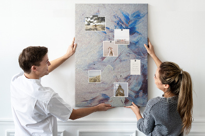 Tableau en liège fantaisie Éclaboussures de peinture abstraites bleues et blanches