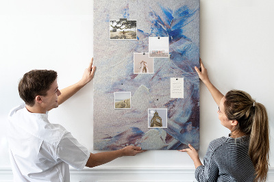 Tableau en liège fantaisie Éclaboussures de peinture abstraites bleues et blanches