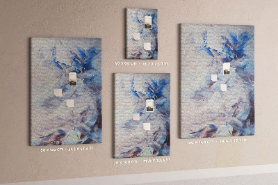 Tableau en liège fantaisie Éclaboussures de peinture abstraites bleues et blanches