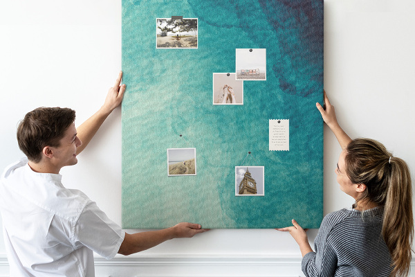 Tableau en liège déco Motif abstrait dans des tons de bleu