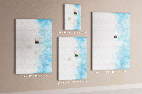 Tableau de liège Délicates aquarelles bleues sur toile