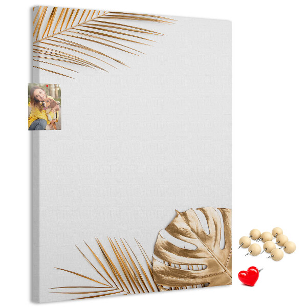 Tableau de liège Feuilles dorées sur fond clair