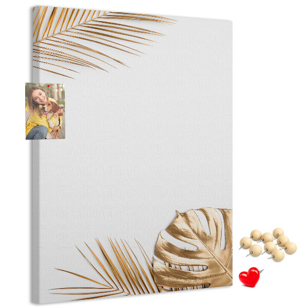 Tableau de liège Feuilles dorées sur fond clair