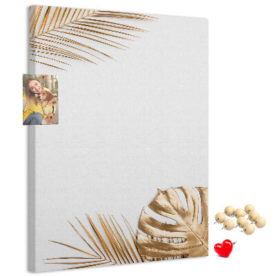 Tableau de liège Feuilles dorées sur fond clair