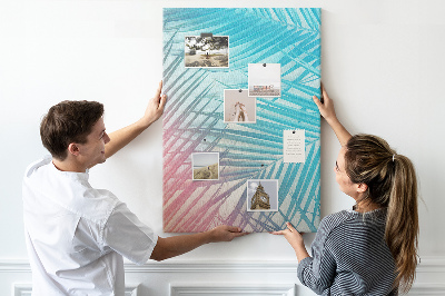 Tableau en liège fantaisie Feuilles de palmier tropicales aux teintes pastel