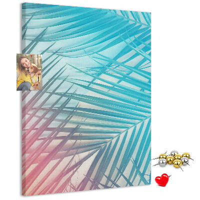 Tableau en liège fantaisie Feuilles de palmier tropicales aux teintes pastel