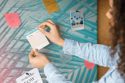 Tableau en liège fantaisie Feuilles de palmier tropicales aux teintes pastel