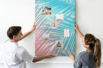 Tableau en liège fantaisie Feuilles de palmier tropicales aux teintes pastel