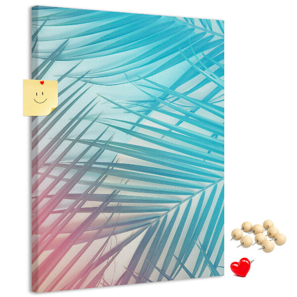 Tableau en liège fantaisie Feuilles de palmier tropicales aux teintes pastel
