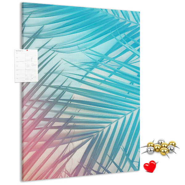 Tableau en liège fantaisie Feuilles de palmier tropicales aux teintes pastel