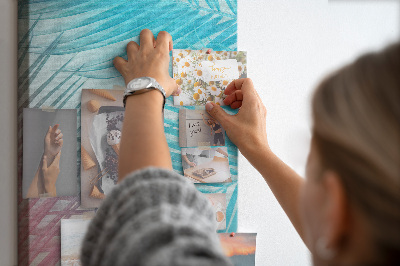 Tableau en liège fantaisie Feuilles de palmier tropicales aux teintes pastel