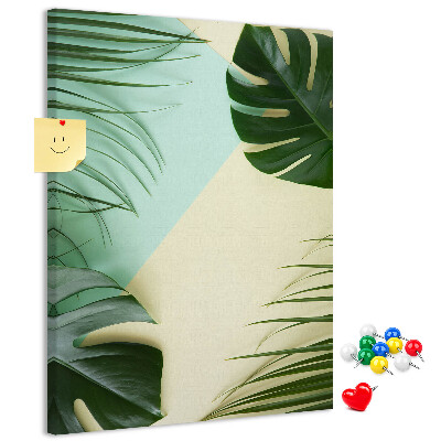 Tableau en liège déco Feuilles de palmier sur fond pastel