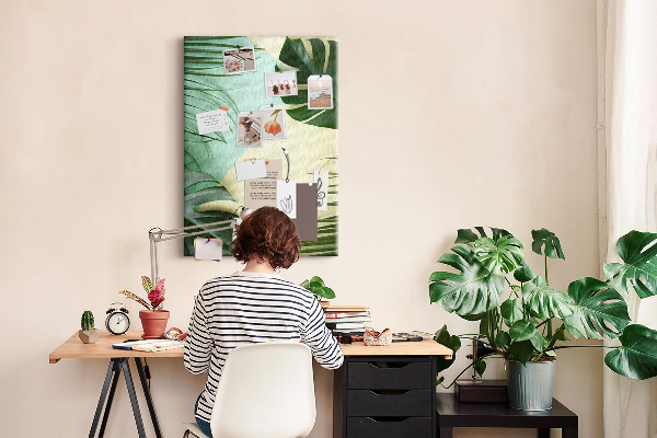 Tableau en liège déco Feuilles de palmier sur fond pastel