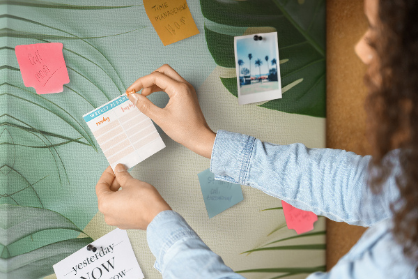 Tableau en liège déco Feuilles de palmier sur fond pastel