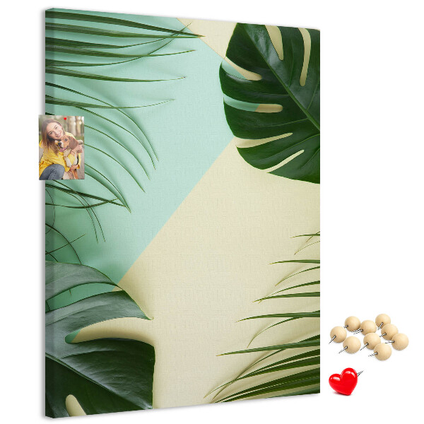 Tableau en liège déco Feuilles de palmier sur fond pastel