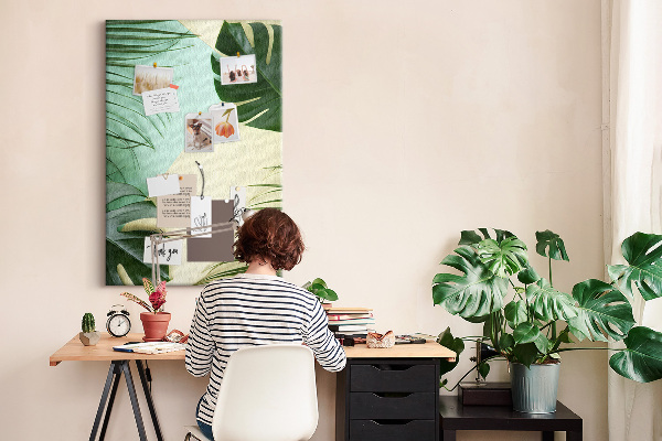 Tableau en liège déco Feuilles de palmier sur fond pastel