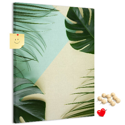 Tableau en liège déco Feuilles de palmier sur fond pastel