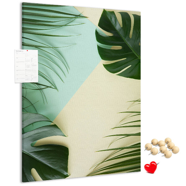 Tableau en liège déco Feuilles de palmier sur fond pastel