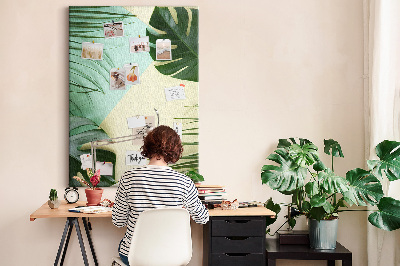 Tableau en liège déco Feuilles de palmier sur fond pastel
