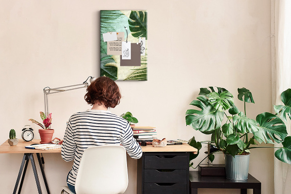 Tableau en liège déco Feuilles de palmier sur fond pastel