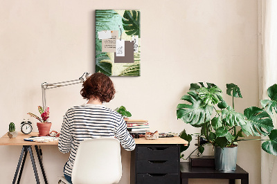 Tableau en liège déco Feuilles de palmier sur fond pastel