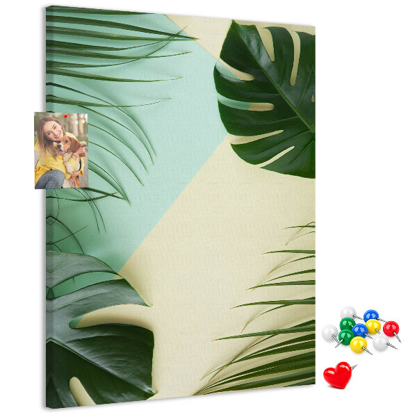Tableau en liège déco Feuilles de palmier sur fond pastel