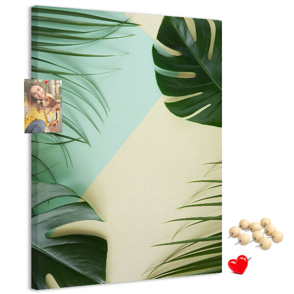 Tableau en liège déco Feuilles de palmier sur fond pastel