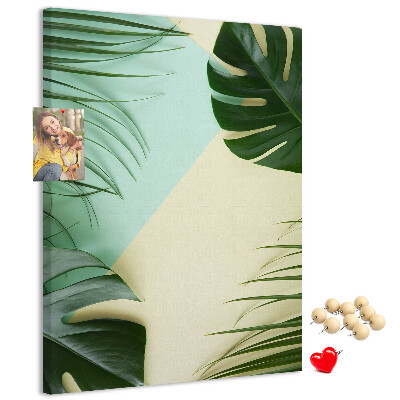 Tableau en liège déco Feuilles de palmier sur fond pastel