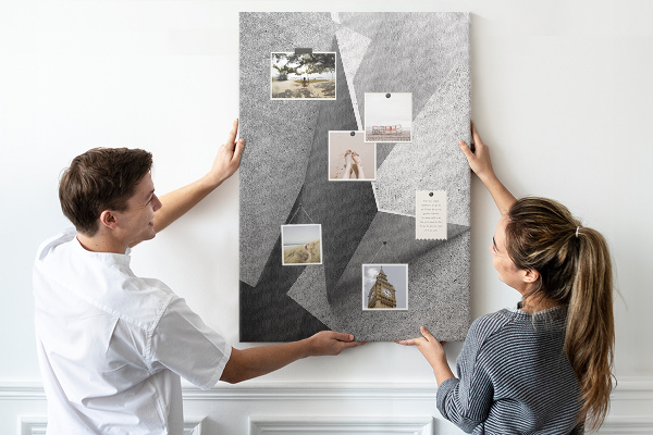 Tableau en liège déco Géométrie concrète dans des nuances de gris
