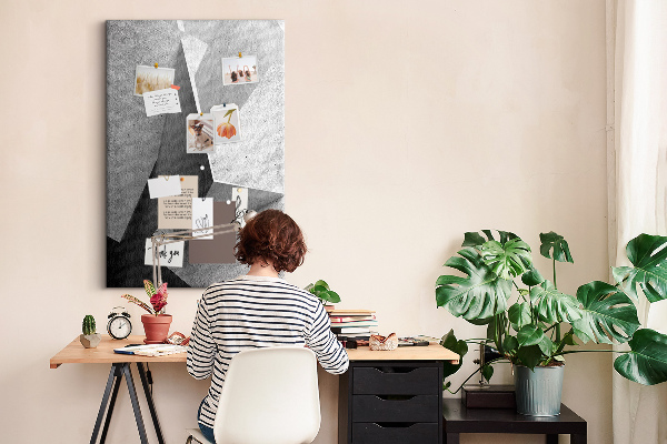 Tableau en liège déco Géométrie concrète dans des nuances de gris