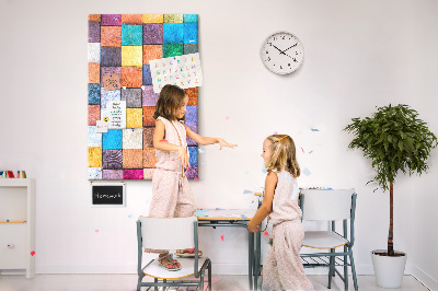 Tableau de liège Carrés de bois colorés en mosaïque