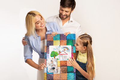 Tableau de liège Carrés de bois colorés en mosaïque