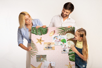 Tableau en liège fantaisie Motif tropical avec feuilles et coquillages