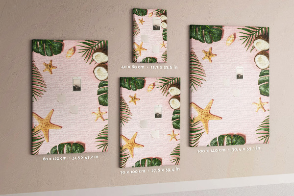 Tableau en liège fantaisie Motif tropical avec feuilles et coquillages