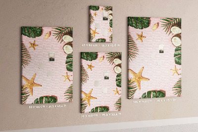 Tableau en liège fantaisie Motif tropical avec feuilles et coquillages