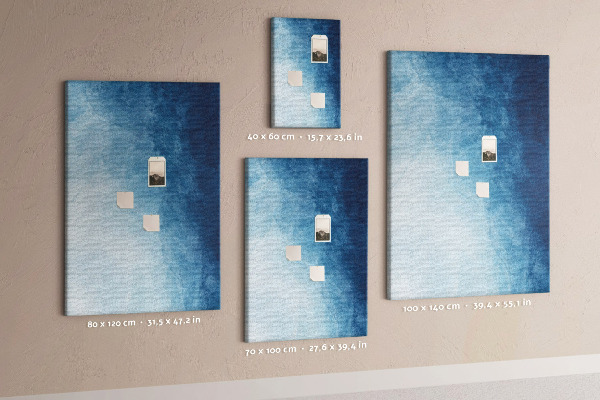 Tableau en liège déco Des nuances de bleu dans un tissage délicat