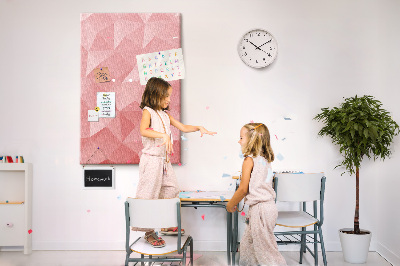 Tableau en liège fantaisie Motif géométrique abstrait en triangle rose