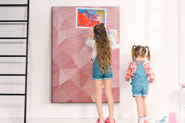 Tableau en liège fantaisie Motif géométrique abstrait en triangle rose