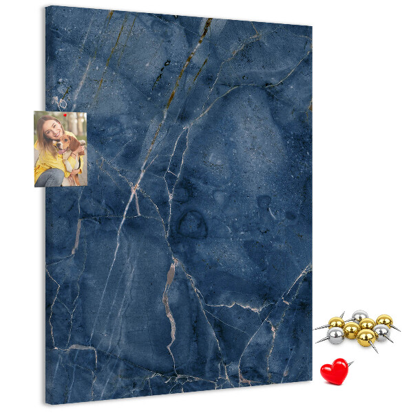 Tableau de liège Marbre élégant dans des tons bleu marine
