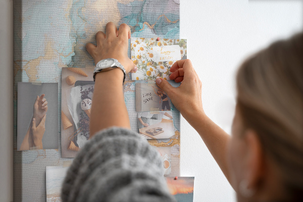 Tableau en liège déco Aquarelles délicates dans des tons de bleu
