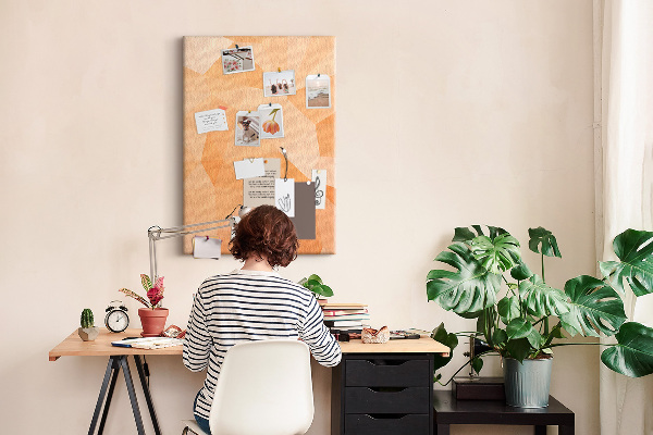 Tableau en liège déco Géométrie dans des tons orange et beige