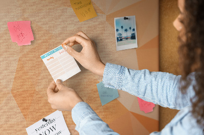 Tableau en liège déco Géométrie dans des tons orange et beige