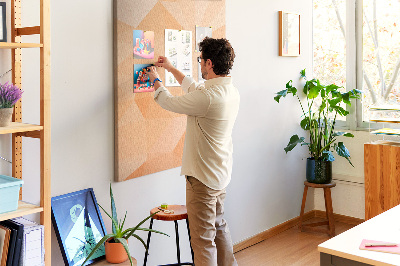 Tableau en liège déco Géométrie dans des tons orange et beige