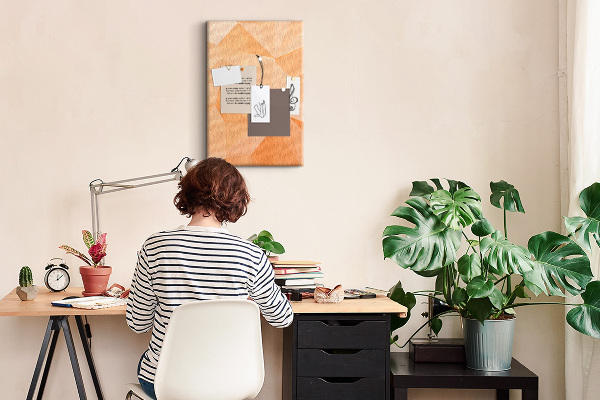 Tableau en liège déco Géométrie dans des tons orange et beige