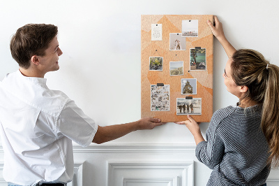 Tableau en liège déco Géométrie dans des tons orange et beige
